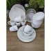 24-Piece Grey-And-White Marble Ceramic Dinner Set
