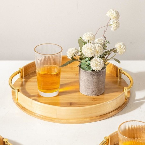 3-Piece Round Bamboo Serving Tray Set 3-Piece Round Bamboo Serving Tray Set