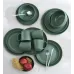 24 Piece Green Ribbed Ceramic Dinner Set