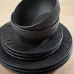 Generic 24-Piece Black Ceramic Dinner Set