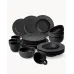 Generic 24-Piece Black Ceramic Dinner Set