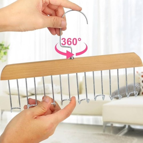 360° Rotating Tie, Belt & Scarf Organizer Hanger