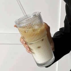 Heavy Borosilicate Tumbler with Straw