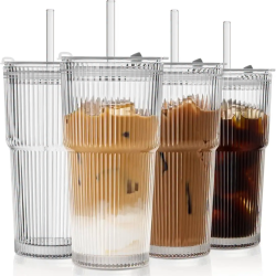 Heavy Borosilicate Tumbler with Straw