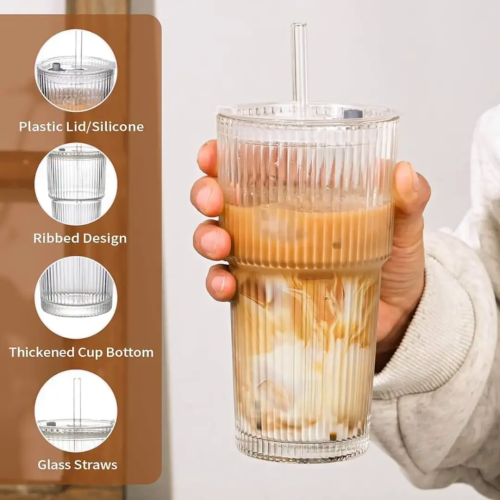 Heavy Borosilicate Tumbler with Straw