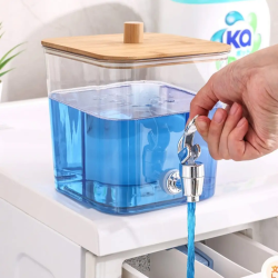Acrylic Laundry Detergent Dispenser with Bamboo Lid & Tap Acrylic Laundry Detergent Dispenser with Bamboo Lid & Tap