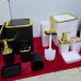 6 In Luxury Bathroom Accessories Set With Touch Of Gold and Silver(Rectangular)