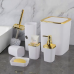6 In Luxury Bathroom Accessories Set With Touch Of Gold and Silver(Rectangular)