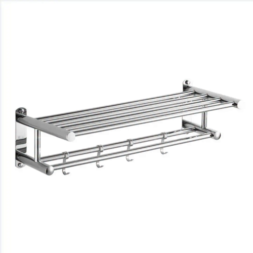Bathroom Wall Mounted Towel Rack Accessory With Hooks