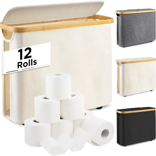 Slim Bathroom Storage Cabinet with Bamboo Lid Slim Bathroom Storage Cabinet with Bamboo Lid