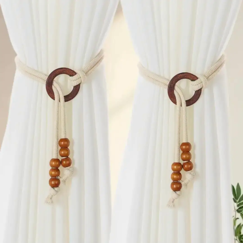 2 Pieces Vintage Natural Wood Curtain Tiebacks 2 Pieces Vintage Natural Wood Curtain Tiebacks