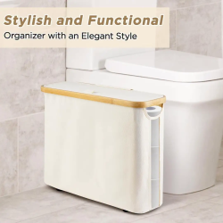 Slim Bathroom Storage Cabinet with Bamboo Lid Slim Bathroom Storage Cabinet with Bamboo Lid