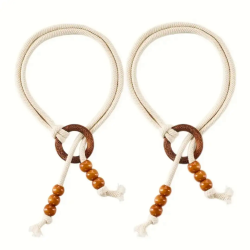 2 Pieces Vintage Natural Wood Curtain Tiebacks