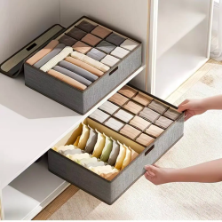 17 Grid Sock & Underwear Storage Box with Lid