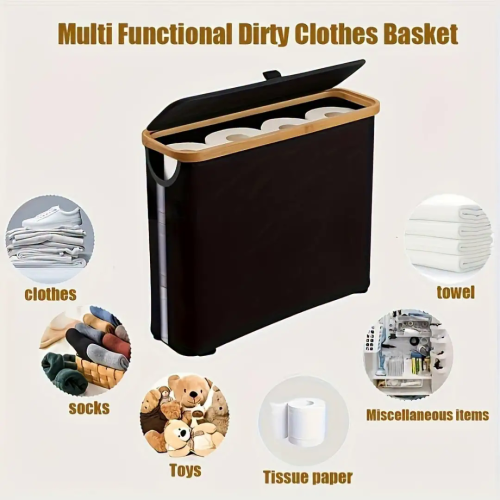 Slim Bathroom Storage Cabinet with Bamboo Lid Slim Bathroom Storage Cabinet with Bamboo Lid