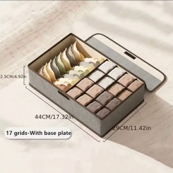 17 Grid Sock & Underwear Storage Box with Lid