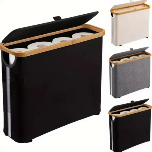 Slim Bathroom Storage Cabinet with Bamboo Lid Slim Bathroom Storage Cabinet with Bamboo Lid