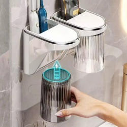 Wall-Mounted Magnetic Toothbrush Holder with Cup Wall-Mounted Magnetic Toothbrush Holder with Cup