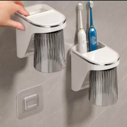 Wall-Mounted Magnetic Toothbrush Holder with Cup Wall-Mounted Magnetic Toothbrush Holder with Cup