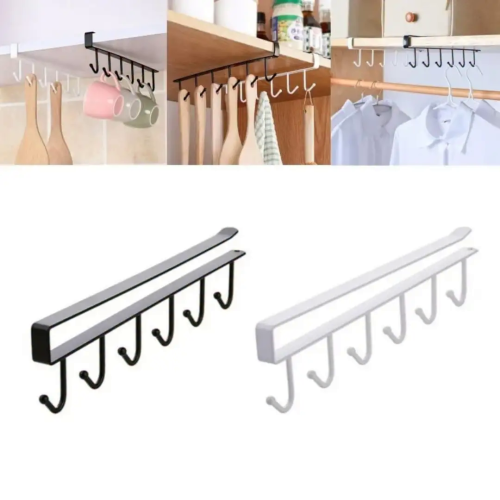 Iron 6-Hook Under Shelf Rack