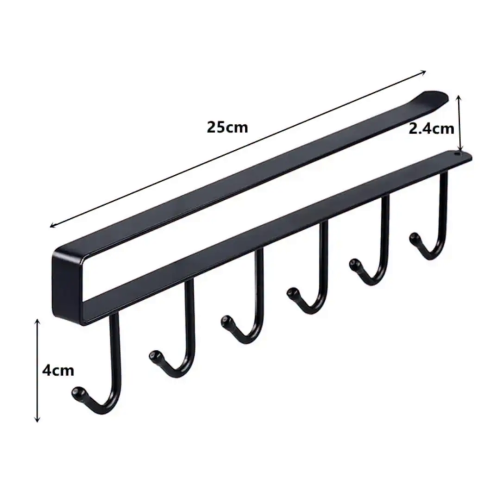 Iron 6-Hook Under Shelf Rack