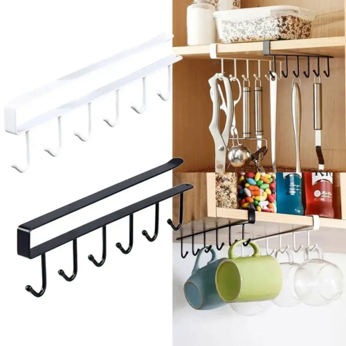 Iron 6-Hook Under Shelf Rack