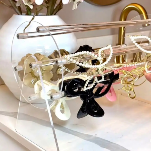 360°Rotating Acrylic Headband Holder/Claw clip Organizer