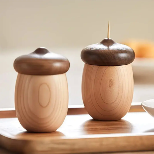 Creative Walnut Cotton Swab & Toothpick Holder