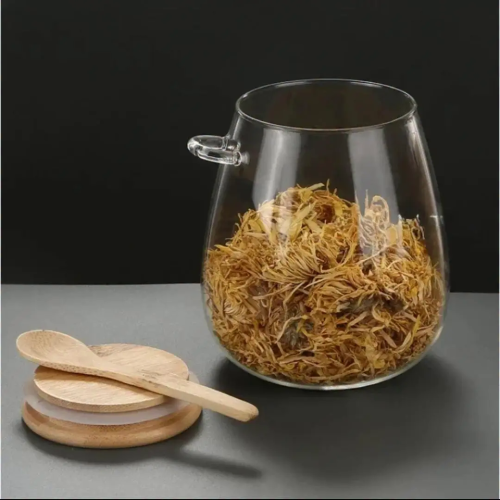 Glass Storage Canisters With Bamboo Spoon & Airtight Lid Glass Storage Canisters With Bamboo Spoon & Airtight Lid