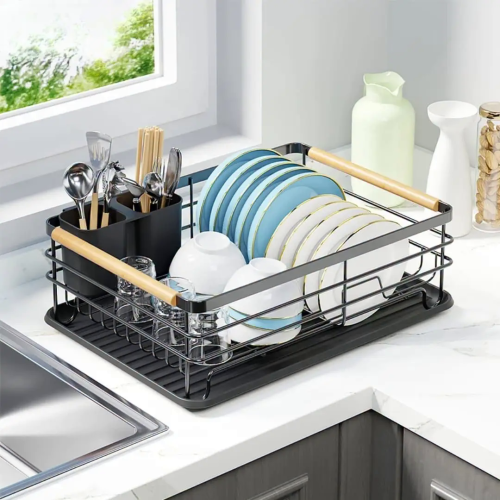 Single Layer Dish Rack with Removable Drainer Tray Single Layer Dish Rack with Removable Drainer Tray