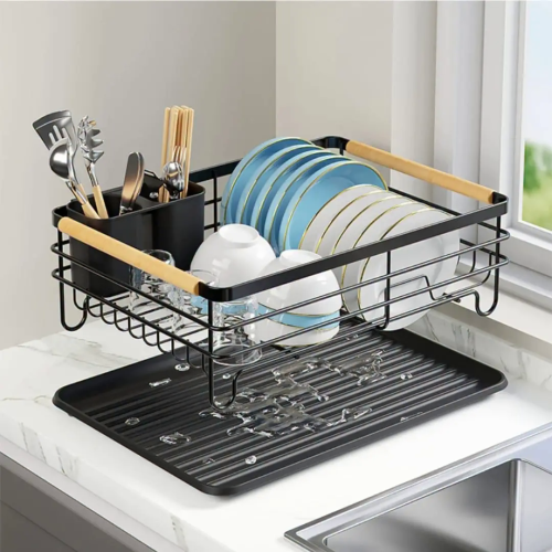 Single Layer Dish Rack with Removable Drainer Tray Single Layer Dish Rack with Removable Drainer Tray