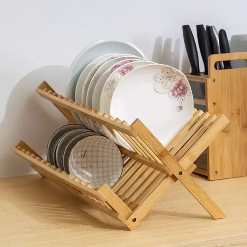 2 Layer Bamboo Foldable Dish Rack