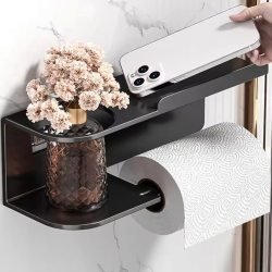 Wall-Mounted Toilet Paper Holder with Shelf