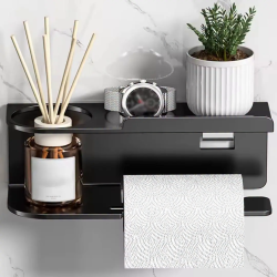 Wall-Mounted Toilet Paper Holder with Shelf