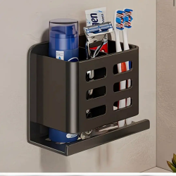 Wall Mounted Carbon Metal Toothbrush Holder