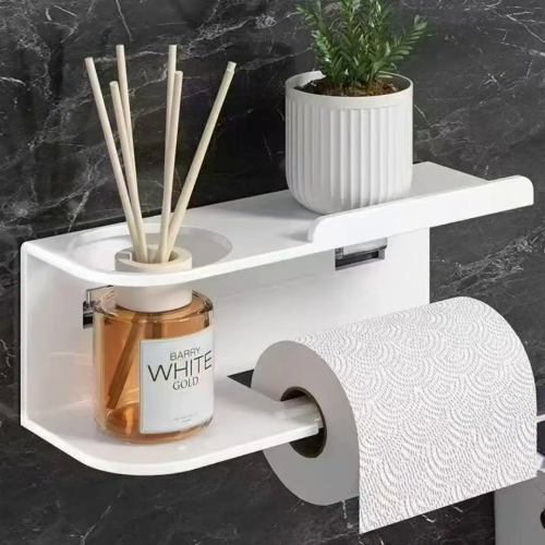 Wall-Mounted Toilet Paper Holder with Shelf
