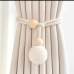 Curtain Tieback with Natural Wood Bead & Knotted Ball