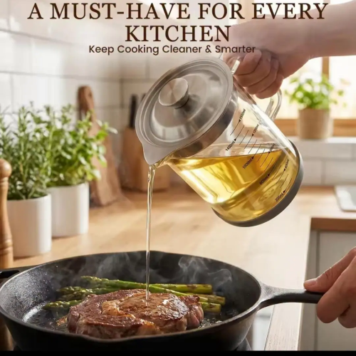 Glass Oil Jar/Filter/Strainer