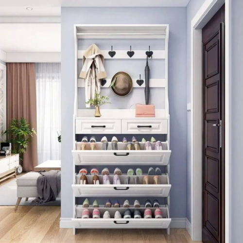 Multi-Function Hallway Shoe Cabinet with Coat Rack (24cm Slim Design) Multi-Function Hallway Shoe Cabinet with Coat Rack (24cm Slim Design)