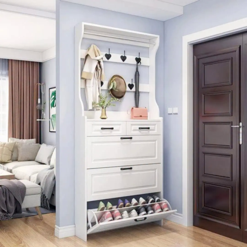 Multi-Function Hallway Shoe Cabinet with Coat Rack (24cm Slim Design) Multi-Function Hallway Shoe Cabinet with Coat Rack (24cm Slim Design)