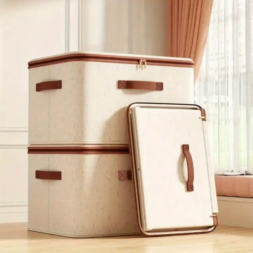 Foldable Fabric Storage Box with Cover and Handle