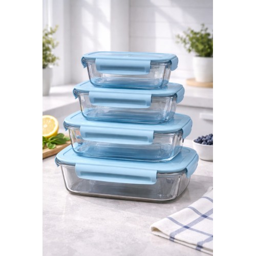 4 pcs glass food container set