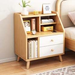 Modern Bedside Table with Compartments and Two Drawers – Elegant Nightstand