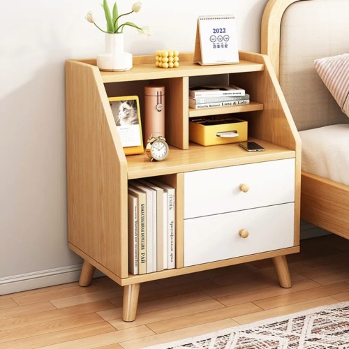 Modern Bedside Table with Compartments and Two Drawers – Elegant Nightstand Modern Bedside Table with Compartments and Two Drawers – Elegant Nightstand