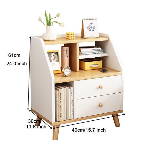 Modern Bedside Table with Compartments and Two Drawers – Elegant Nightstand Modern Bedside Table with Compartments and Two Drawers – Elegant Nightstand