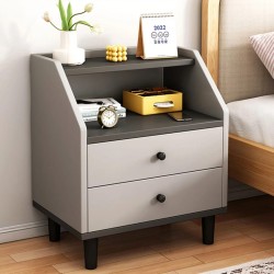 Modern Minimalist Tapered 2-Drawer Bed Side Table