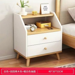 Modern Minimalist Tapered 2-Drawer Bed Side Table