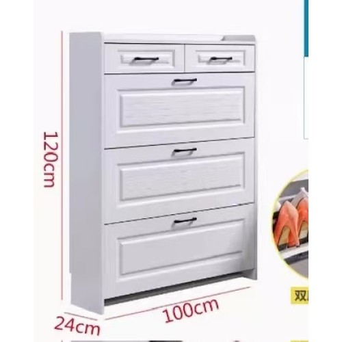 3-Tier Flip Shoe Cabinet with Drawers