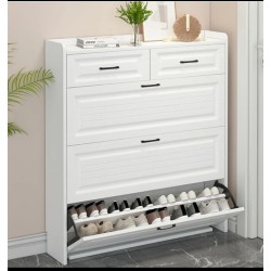 3-Tier Flip Shoe Cabinet with Drawers 3-Tier Flip Shoe Cabinet with Drawers