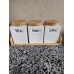 3pc Ceramic Canister Set with Bamboo Lids & Tray
